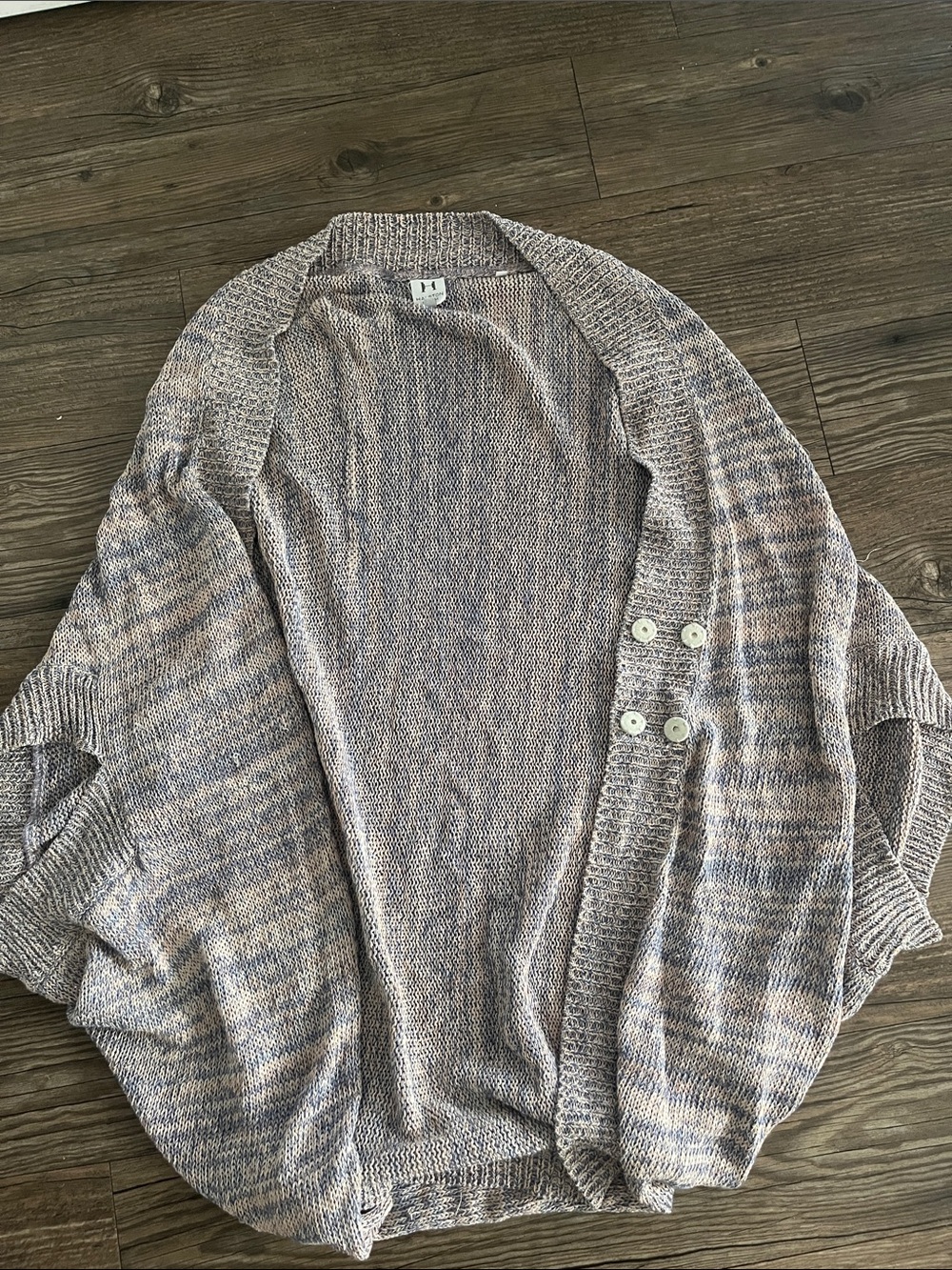 Halston Heritage Lavender Marled Open-Front Button Cardigan